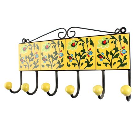 Green Leaf  Floral Ceramic Tiles Hook